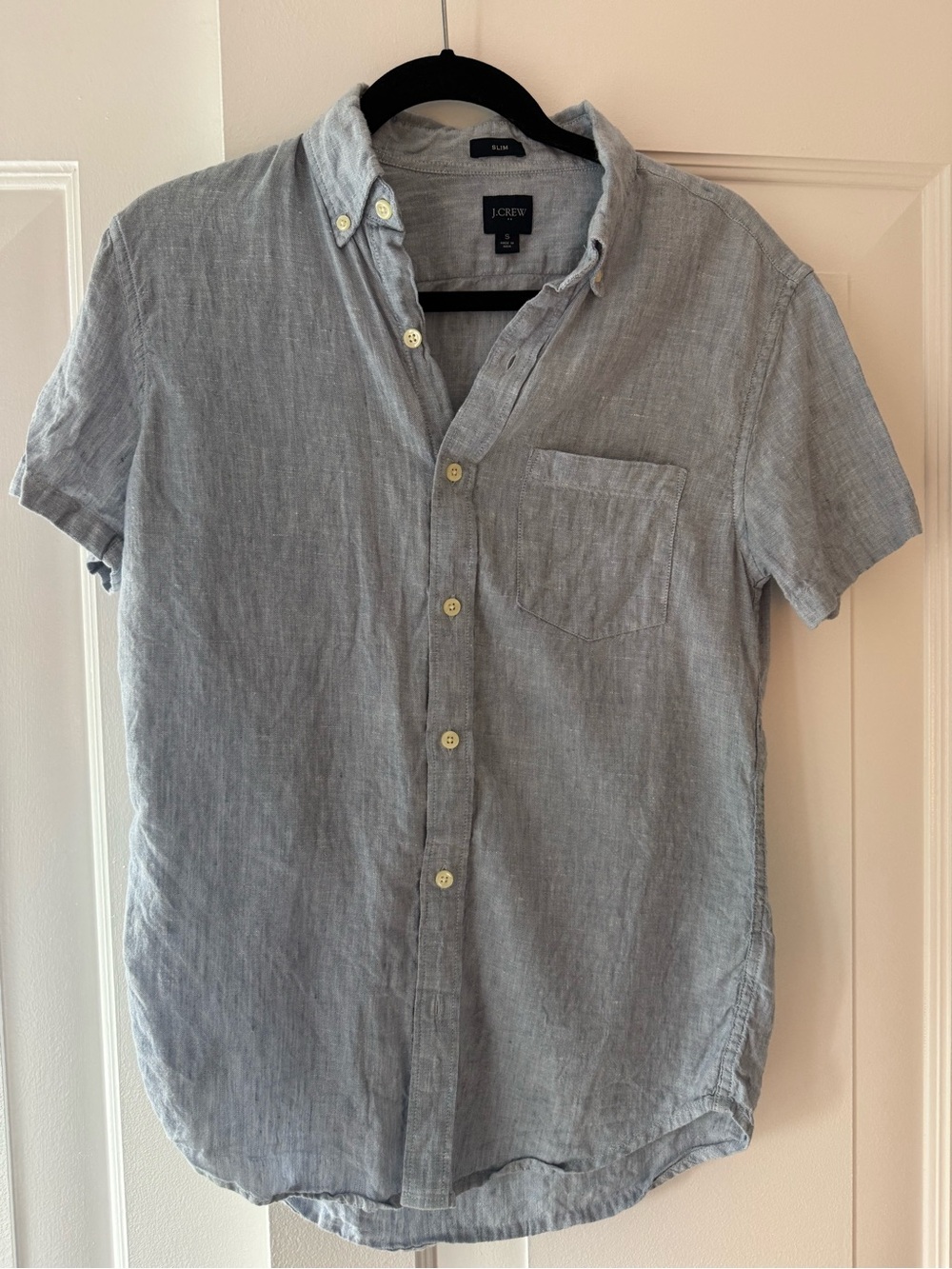 J. Crew Light Blue Short-Sleeve Linen Button-Down Shirt